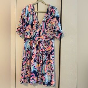 Lily Pulitzer Vibrant Floral Wrap Dress short sleeve